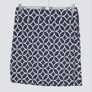Banana Republic Navy Geometric Stretch Mini Skirt Retro 60s Mod Preppy